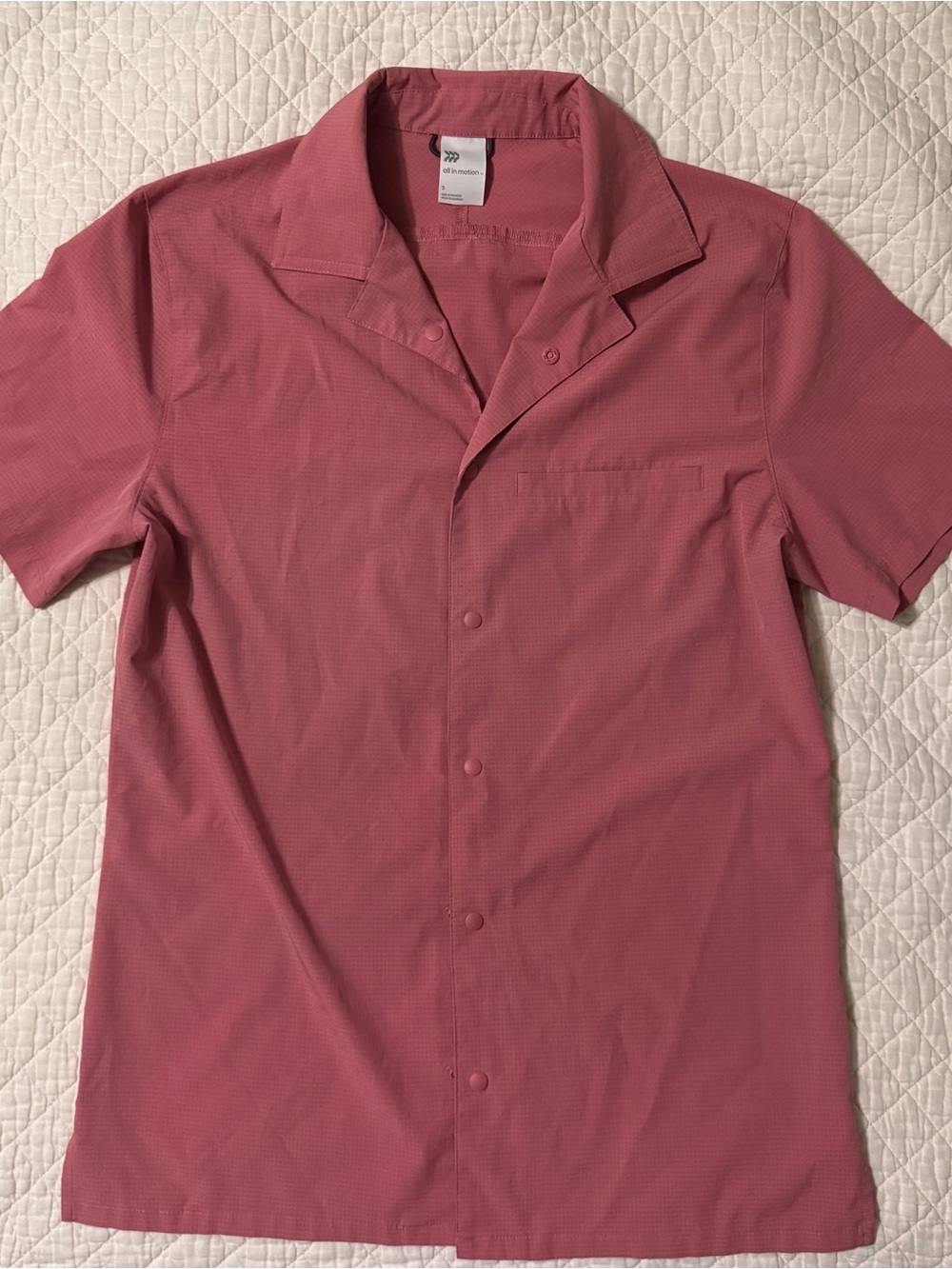 all in motion Salmon Short Sleeve Button-Down Casual Shirt